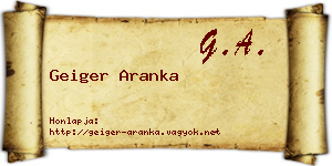 Geiger Aranka névjegykártya